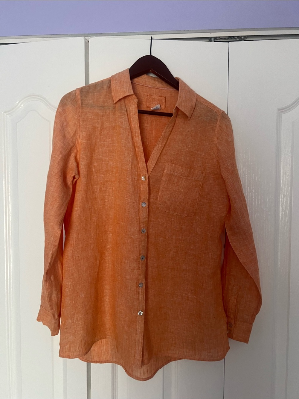 Sigrid Olsen Coral Linen Button-Front Blouse